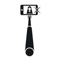 selfie pinne med mobil telefon ikon, enkel stil vektor