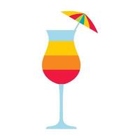 färgrik skiktad cocktail med paraply ikon vektor