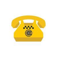 gul retro taxi telefon ikon, platt stil vektor