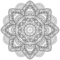 Mandala-Muster für Kunst an der Wand Malbuch Spitzenmuster Tattoo-Print-Design für eine Tapete Farbhemd und Fliesenschablone Aufkleber-Design Karten strukturierte dekorative Verzierung. auf weißem Hintergrund vektor