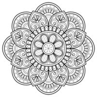 Mandala-Muster für Kunst an der Wand Malbuch Spitzenmuster Tattoo-Print-Design für eine Tapete Farbhemd und Fliesenschablone Aufkleber-Design Karten strukturierte dekorative Verzierung. auf weißem Hintergrund vektor