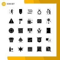 25 Icon Set Solid Style Icon Pack Glyphensymbole isoliert auf weißem Hintergrund für reaktionsschnelle Website, die kreativen schwarzen Icon-Vektorhintergrund entwirft vektor