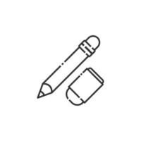 penna och suddgummi linje ikon, översikt ikon - tillbaka till skola ikon vektor illustration - isolerat
