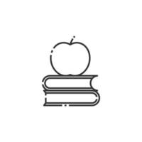 Apple und Bücher Liniensymbol, Umrisssymbol - zurück zur Schulsymbol-Vektorillustration - isoliert vektor