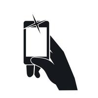 Hand, die Bilder auf dem Handy-Symbol macht vektor