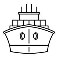 främre behållare fartyg ikon, översikt stil vektor