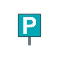 Parkplatz-Schild-Symbol, flacher Stil vektor