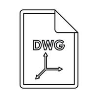 dwg fil förlängning ikon, översikt stil vektor