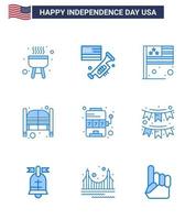 9 blaue Schilder für USA-Unabhängigkeitstag-Maschineneingang Landtagtüren editierbare USA-Tag-Vektordesign-Elemente vektor