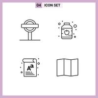 Aktienvektor-Icon-Pack mit 4 Zeilenzeichen und Symbolen für Straßenschriftzeichen bewahrt standortbearbeitbare Vektordesign-Elemente vektor