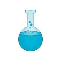 kemisk laboratorium flaska med blå flytande ikon vektor
