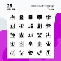 25 Symbolsatz für Wissenschaft und Technologie 100 bearbeitbare eps 10 Dateien Geschäftslogo Konzeptideen solides Glyphen-Icon-Design vektor
