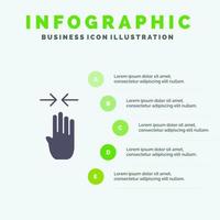 pil fyra finger gest nypa fast ikon infographics 5 steg presentation bakgrund vektor