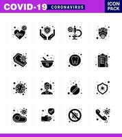 Corona-Virus-Krankheit 16 Solid Glyph Black Icon Pack saugt als Sarg schützt Coronavirus-Maskenepidemie Virus-Coronavirus 2019nov-Krankheitsvektor-Designelemente vektor