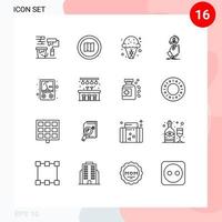 Stock-Vektor-Icon-Pack mit 16 Zeilenzeichen und Symbolen für Personalsuchkarten Rekrutierungscreme editierbare Vektordesign-Elemente vektor