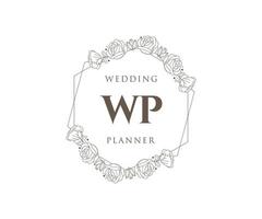 wp initials brief hochzeitsmonogramm logos sammlung, handgezeichnete moderne minimalistische und florale vorlagen für einladungskarten, save the date, elegante identität für restaurant, boutique, café im vektor