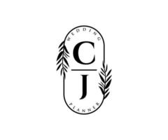 cj initialen brief hochzeitsmonogramm logos sammlung, handgezeichnete moderne minimalistische und florale vorlagen für einladungskarten, save the date, elegante identität für restaurant, boutique, café im vektor