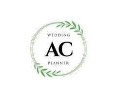 ac initialen brief hochzeit monogramm logos sammlung, handgezeichnete moderne minimalistische und florale vorlagen für einladungskarten, save the date, elegante identität für restaurant, boutique, café im vektor