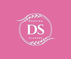 ds initialen brief hochzeitsmonogramm logos sammlung, handgezeichnete moderne minimalistische und florale vorlagen für einladungskarten, save the date, elegante identität für restaurant, boutique, café im vektor