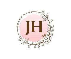 anfängliches jh feminines logo. verwendbar für Natur-, Salon-, Spa-, Kosmetik- und Schönheitslogos. flaches Vektor-Logo-Design-Vorlagenelement. vektor