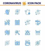 korona virus 2019 och 2020 epidemi 16 blå ikon packa sådan som lunga bronkit blod tvättning skydda händer viral coronavirus 2019 nov sjukdom vektor design element