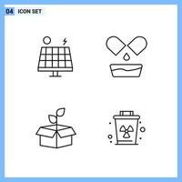 4 ikoner linje stil kreativ översikt symboler svart linje ikon tecken isolerat på vit bakgrund kreativ svart ikon vektor bakgrund