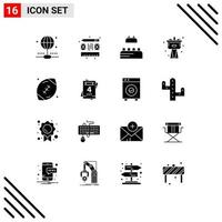 Stock Vector Icon Pack mit 16 Linienzeichen und Symbolen für Rugby-Fußball-Lego-Ball-System editierbare Vektordesign-Elemente