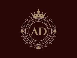 brev ad antik kunglig lyx victorian logotyp med dekorativ ram. vektor