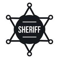 sheriff bricka ikon, enkel stil vektor