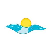 Symbol für Sonne und Meereswellen, Cartoon-Stil vektor