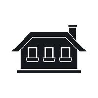Einstöckiges Haus mit drei Fenstersymbol vektor