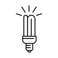 spara energi Glödlampa ikon, översikt stil vektor