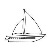 segling Yacht ikon, översikt stil vektor