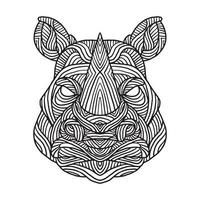 Nashorn-Tier-Doodle-Muster-Malseite vektor