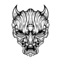 japanische oni-maske teufel handgezeichnete illustration vektor