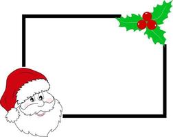 weihnachtsrahmen mit weihnachtsmann und stechpalme. Banner-Design-Element. Poster, Einladung, Postkarte. vektor