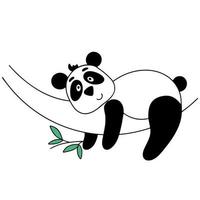 niedlicher panda-charakter liegt auf baum isolierter vektorillustration vektor