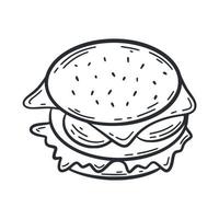 hamburgare klotter snabb mat illustration vektor