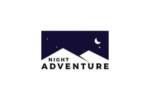 Vintage Night Sky Ice Rock Mountain für Outdoor-Abenteuer-Logo-Design vektor