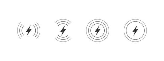 Symbole für kabellose Ladegeräte. Blitz, der einfache Symbole auflädt. Konzept Ladesymbole. Vektor-Illustration vektor