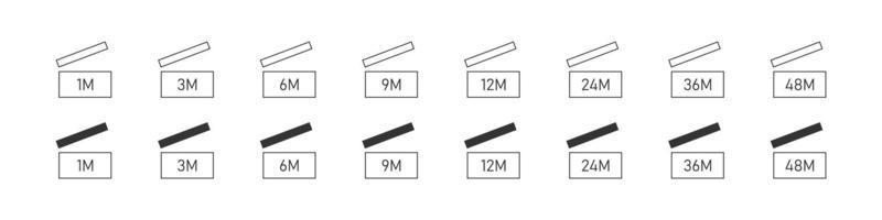 Zeitraum nach dem Öffnen. Ablaufsymbole festgelegt. Pao-Symbole. verfallszeit in monaten symbole für kosmetikverpackungen. lebensmonate offener kosmetik. Vektor-Illustration vektor