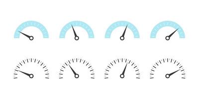 Risikomessskalensatz. Tachometer-Symbole. Satz von Messskalen. Vektor-Illustration vektor