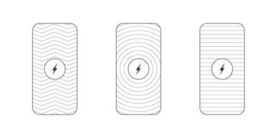 Symbole für kabellose Ladegeräte. kabelloser Ladeplatz. trendiges flaches kabelloses Laden. Vektor-Illustration vektor