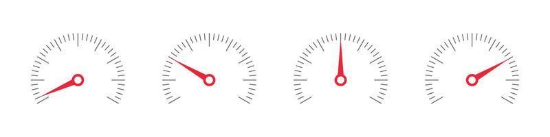 radiale Skalensymbole. Risikomaßstab. Tachometer-Symbole. Satz von Messskalen. Vektor-Illustration vektor