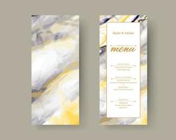 moderne Hochzeitsmenü-Kartenschablone aus gelbem Marmor vektor