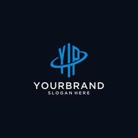 yp Anfangsmonogramm-Logo mit sechseckiger Form und Swoosh-Design vektor