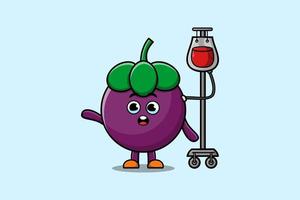 süße Cartoon-Mangostan mit Bluttransfusion vektor