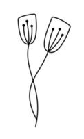 vår vektor stiliserade blomma med monoline rader. scandinavian illustration konst element. dekorativ sommar blommig bild för hälsning valentine kort eller affisch, Semester baner