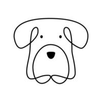 Vektor süßes einzeiliges Hundegesichtslogo. minimalistisches haustier im abstrakten handgezeichneten skandinavischen stil. durchgehende liniengrafik für banner, buchdesign, webillustration