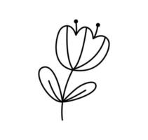 vår vektor stiliserade blomma med monoline rader. scandinavian illustration konst element. dekorativ sommar blommig bild för hälsning valentine kort eller affisch, Semester baner